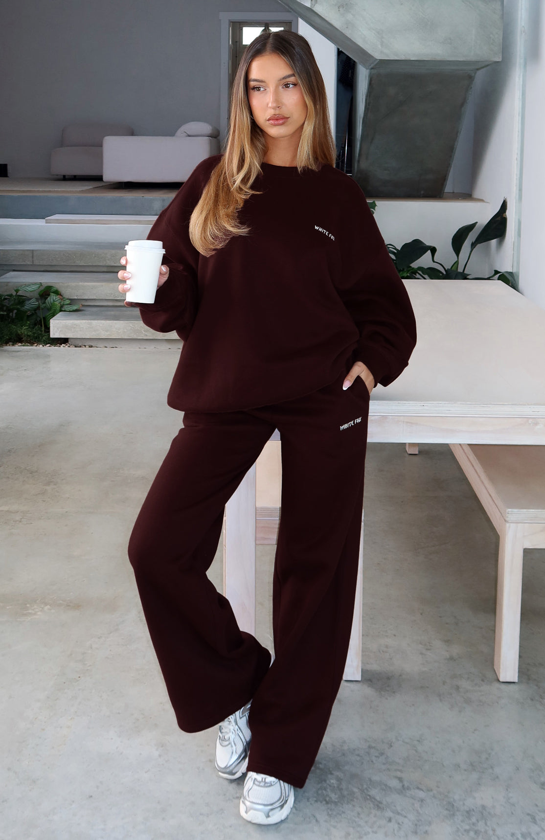 Test Drive Wide Leg Sweatpants Chocolate | White Fox Boutique