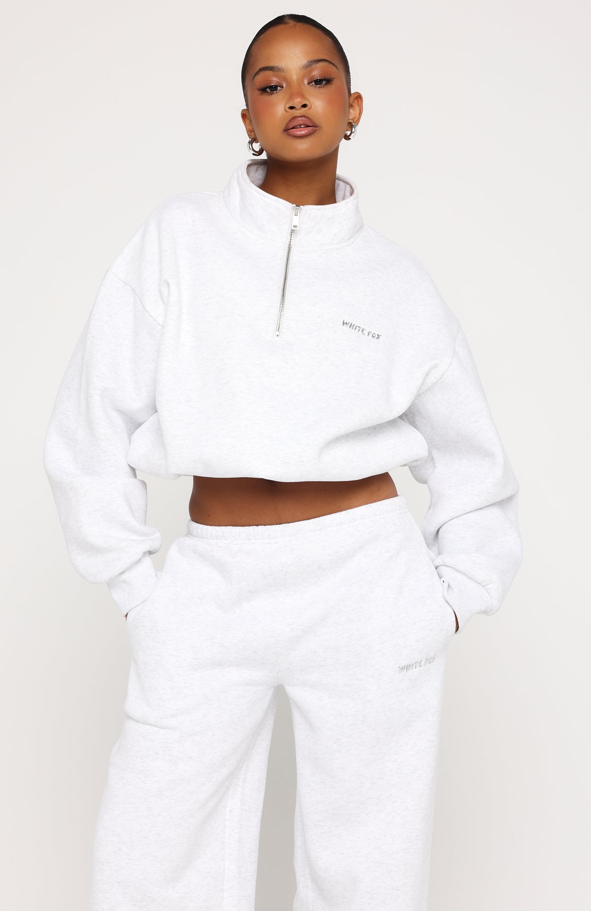 BRIEFING WS TOUR L/S HIGH NECK M ホワイト Test Drive Boxy Quarter Zip Sweater Grey Marle | White Fox Boutique