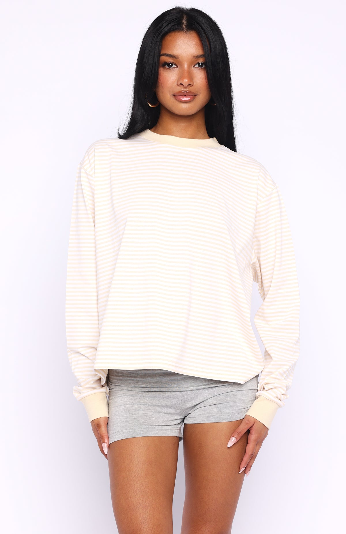Touchdown Long Sleeve Tee Lemon Stripe | White Fox Boutique