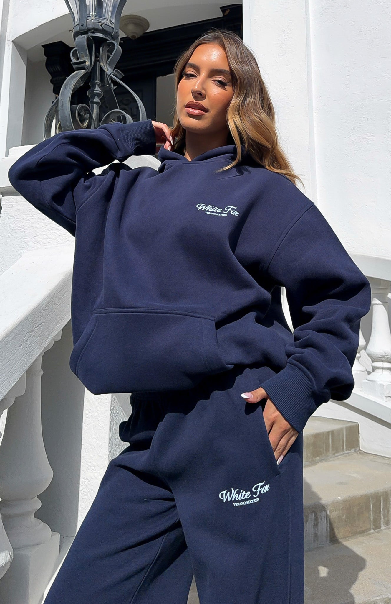 Verano Sixteen Lilia Oversized Hoodie Navy | White Fox Boutique