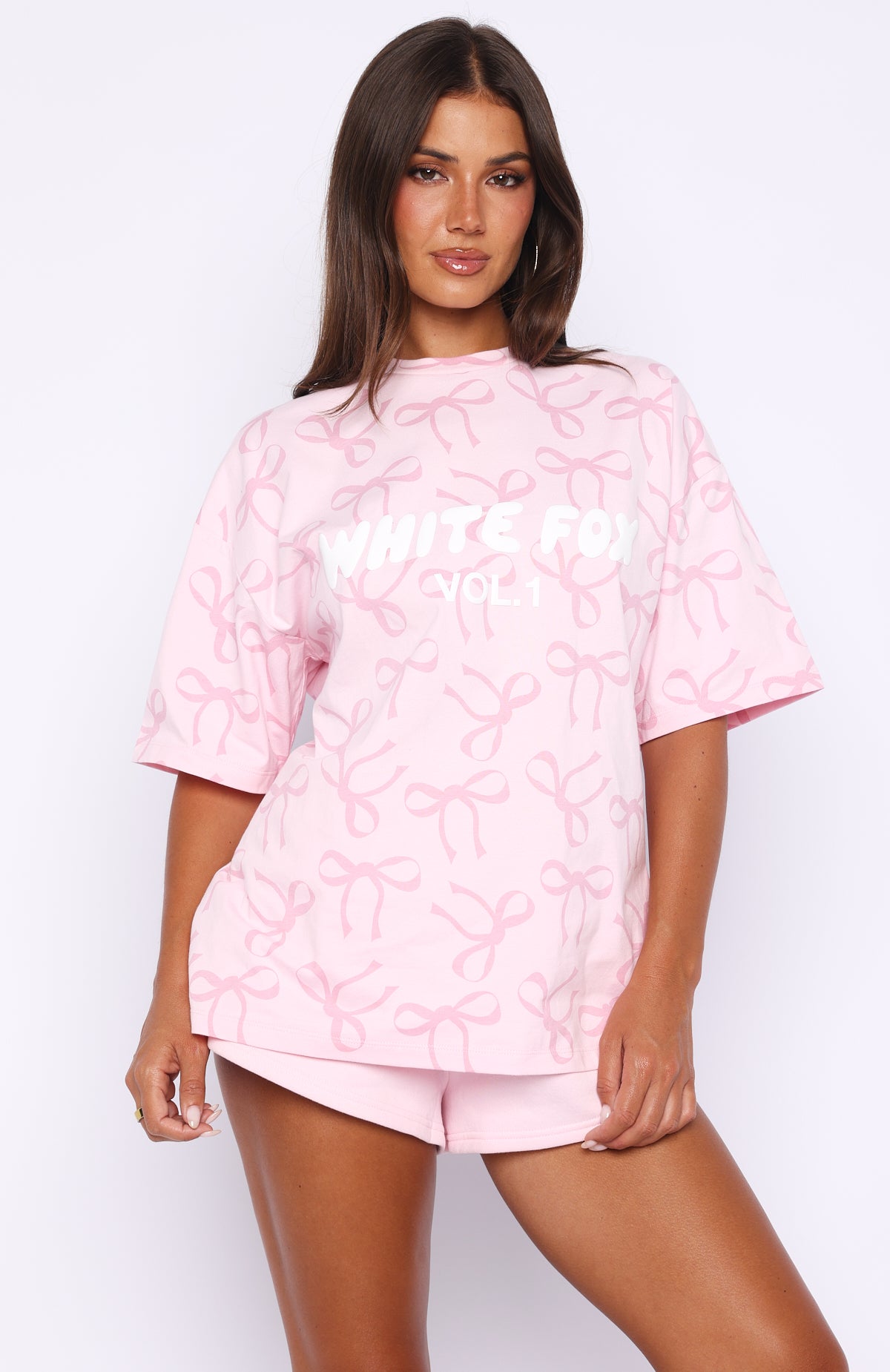 pois blous tee ホワイト　ポワ Vol. 1 Oversized Tee Posy Bow | White Fox Boutique