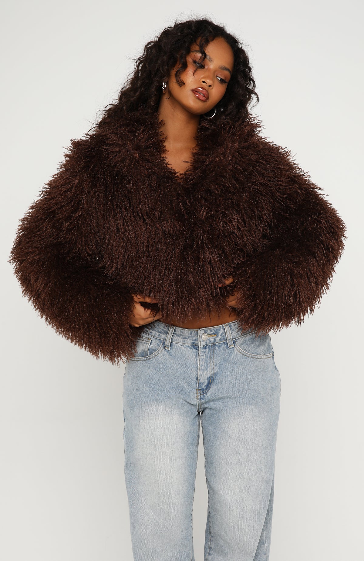 Weekend Away Faux Fur Jacket Chocolate | White Fox Boutique