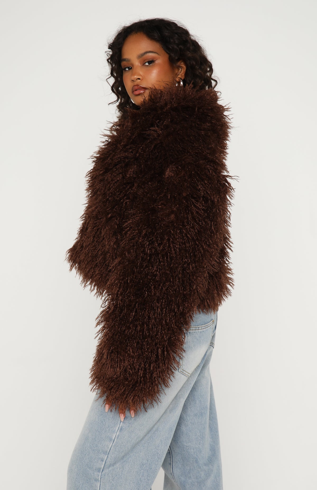 Weekend Away Faux Fur Jacket Chocolate | White Fox Boutique