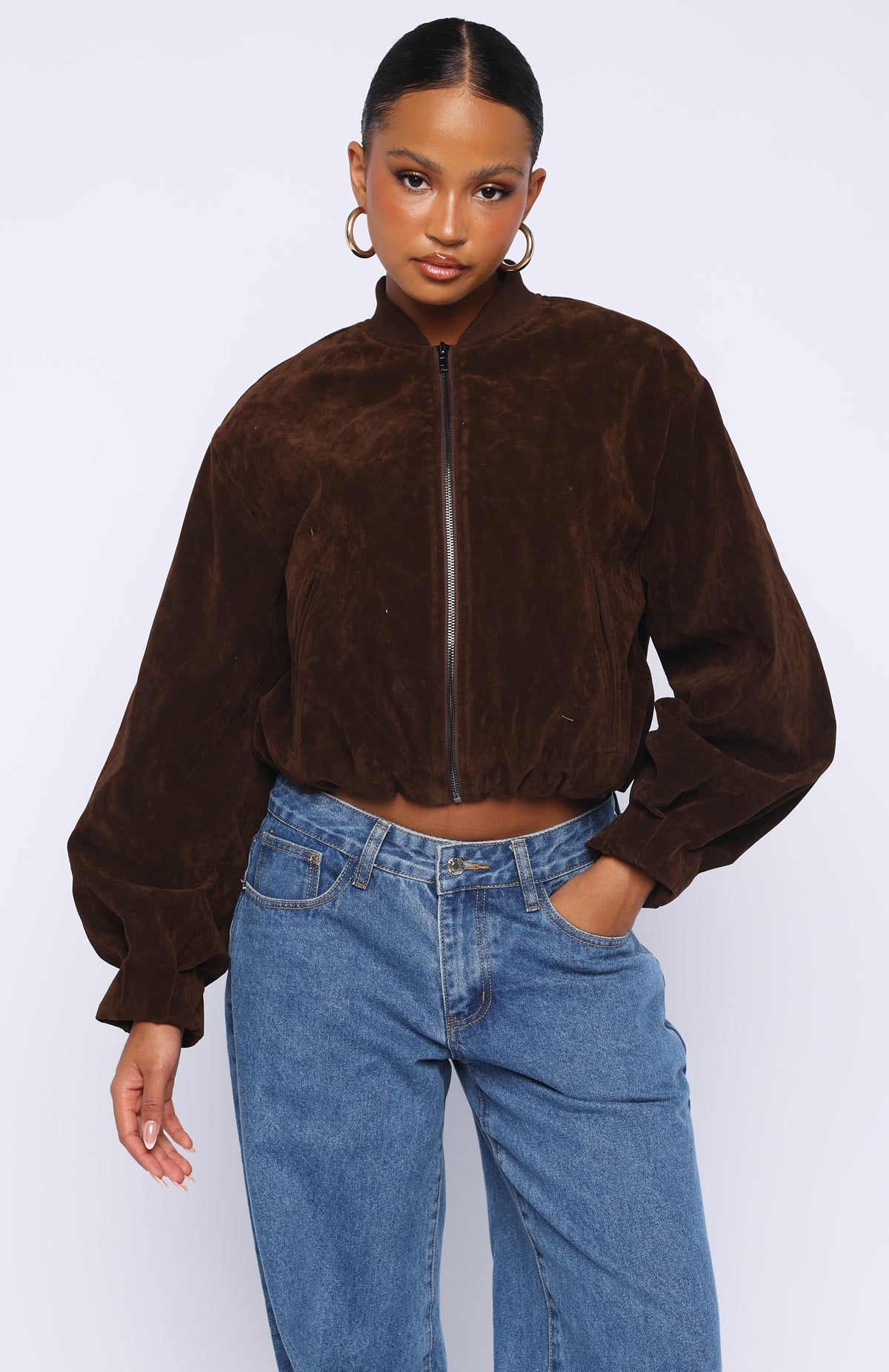 What Did I Miss Faux Suede Jacket Chocolate | White Fox Boutique