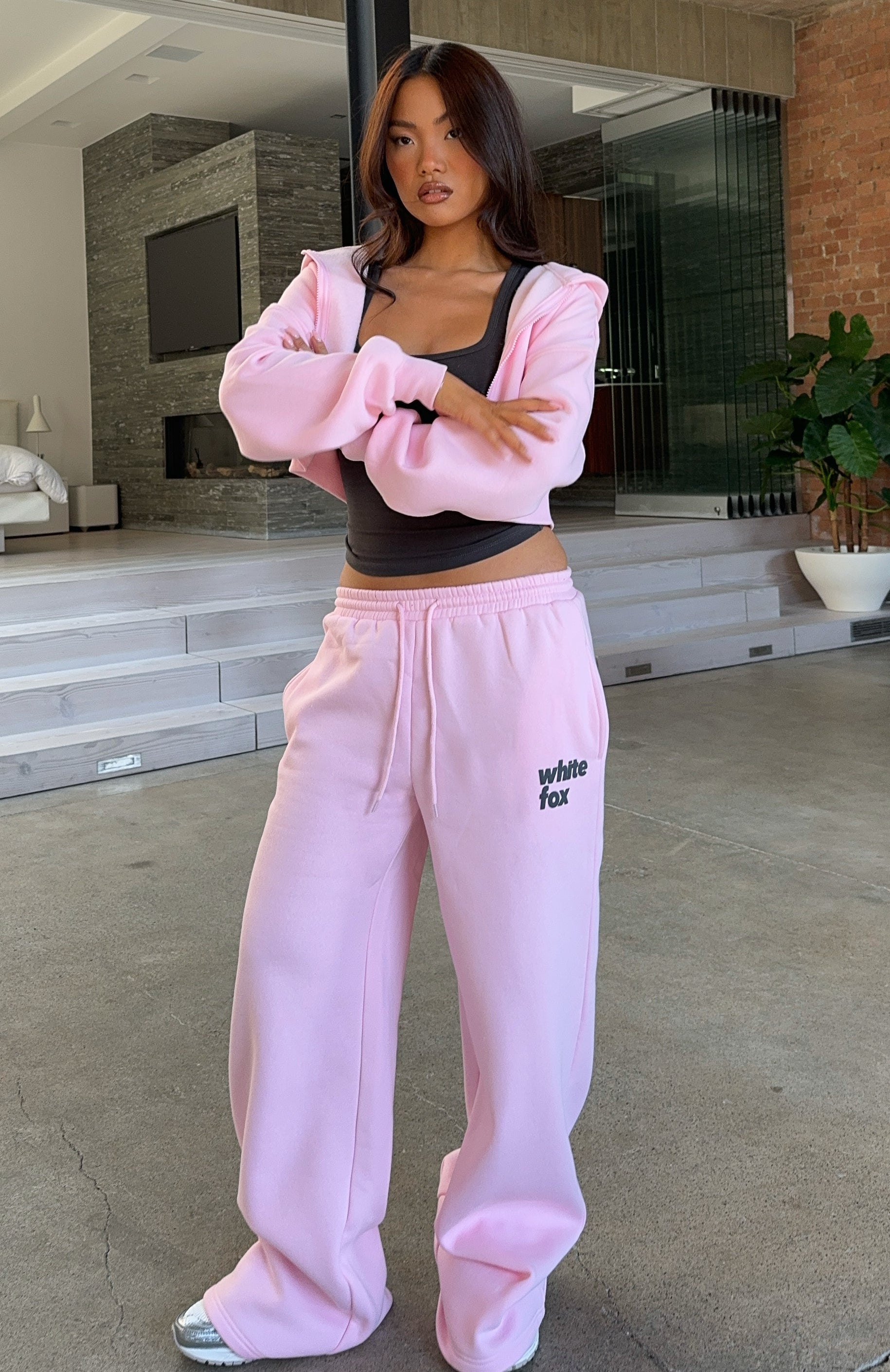 From The Archives Charli Wide Leg Sweatpants Pink | White