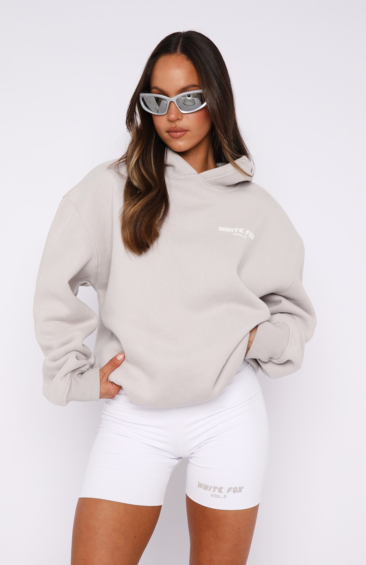 Offstage Ribbed Bike Shorts White White Fox Boutique