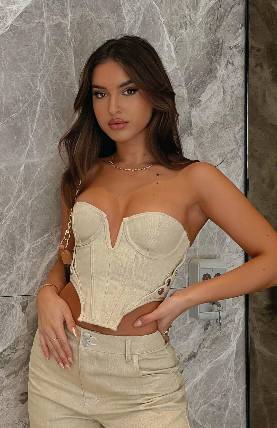 Change My Mind Bustier Oatmeal | White Fox Boutique