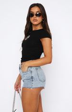 Young In Love Denim Shorts Blue Wash