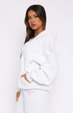 Save My Number Zip Front Hoodie Grey Marle