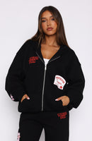 Save My Number Zip Front Hoodie Black