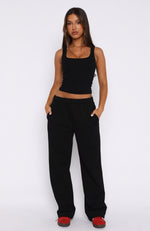 No Excuses Wide Leg Sweatpants Black