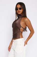 Time Passes Halter Top Chocolate