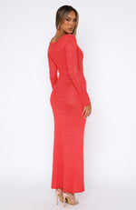 Divine Timing Long Sleeve Sequin Knit Maxi Dress Chilli