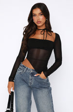 Passion For You Long Sleeve Top Black