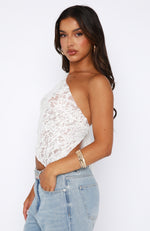 It's A Love Story Lace Top White