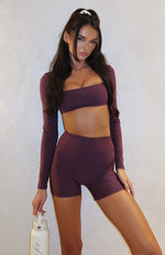 Keep Up High Waisted Shorts 4" Plum