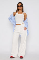 No One's Fault Tailored Linen Pants White