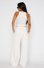 No One's Fault Tailored Linen Pants White