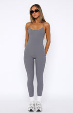 Life Is Short Ribbed Jumpsuit Charcoal