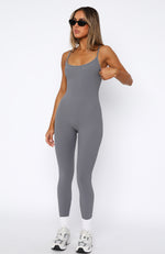 Life Is Short Ribbed Jumpsuit Charcoal