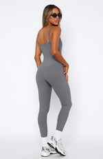 Life Is Short Ribbed Jumpsuit Charcoal