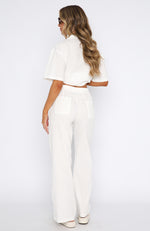 On The Look Out Linen Pants White