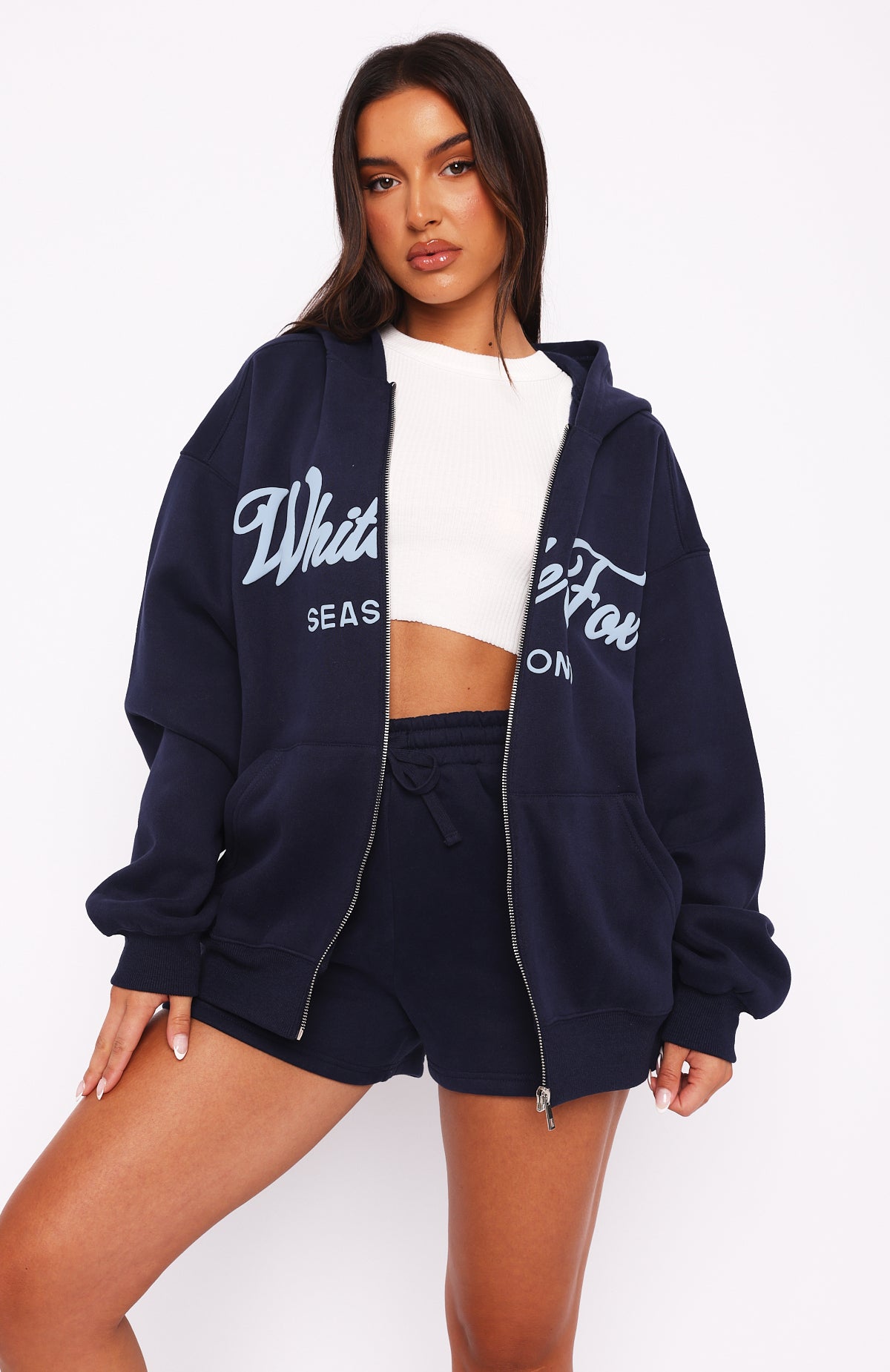 Season 7 Zip Front Hoodie Deep Sea | White Fox Boutique