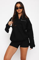 Where Did You Go Zip Front Sweater Black