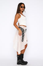 Till I Get There Asym Sequin Skirt Off White