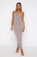 We Can Work It Out Ribbed Maxi Dress Taupe