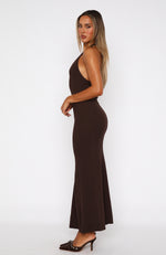 It's Only Fair Halter Maxi Dress Chocolate