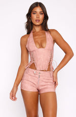 Midnight Blues PU Bustier Dusty Pink