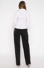 Grace Mid Rise Straight Leg Jeans Acid Black