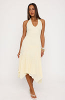 Crazy Little Thing Halter Midi Dress Lemon