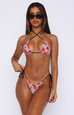 Golden Hour Bikini Top Gingham Red Floral
