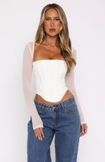 Notice Me Long Sleeve Bustier White