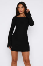 Excuse Me Miss Long Sleeve Mini Dress Black