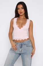 Let's Just Talk Lace Top Baby Pink