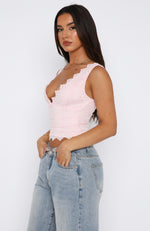 Let's Just Talk Lace Top Baby Pink