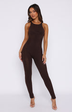 Tell You A Secret Knit Jumpsuit Chocolate