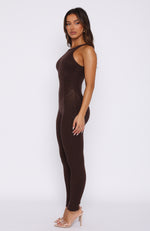 Tell You A Secret Knit Jumpsuit Chocolate