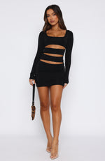 Make It Rain Long Sleeve Mini Dress Black