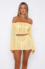 Perfect Timing Crochet Mini Skirt Lemon