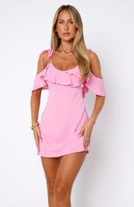 Keeping Up Off Shoulder Mini Dress Pink