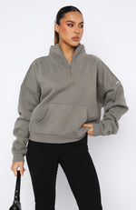 Doing It For You Zip Front Sweater Smokey Olive