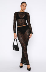 Under My Spell Lace Maxi Skirt Black