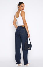 What You Don't See Low Rise Straight Leg Jeans Dark Blue Wash