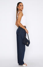 What You Don't See Low Rise Straight Leg Jeans Dark Blue Wash