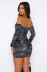 Bad Reputation Long Sleeve Mini Dress Onyx Floral