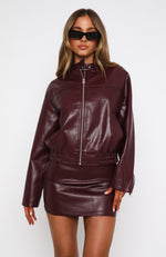 Tell Me Nothing PU Jacket Burgundy